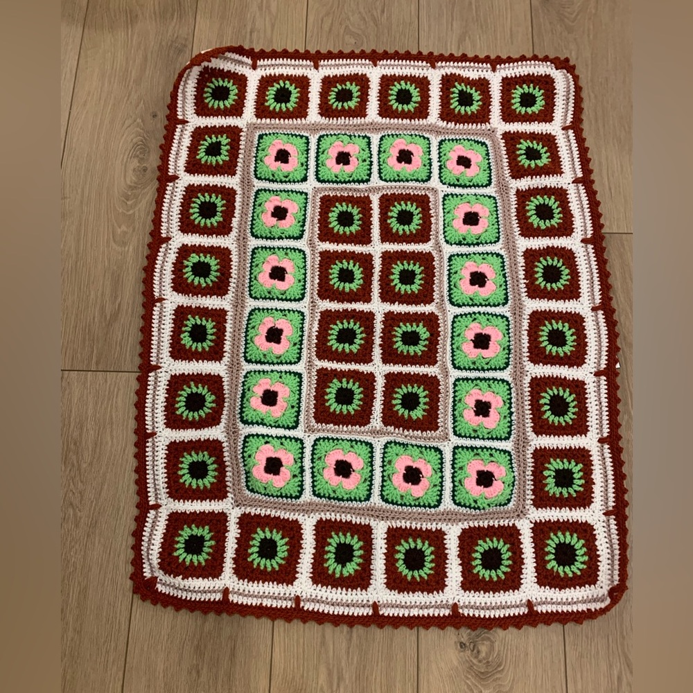 Granny square boho Afghan blanket throw